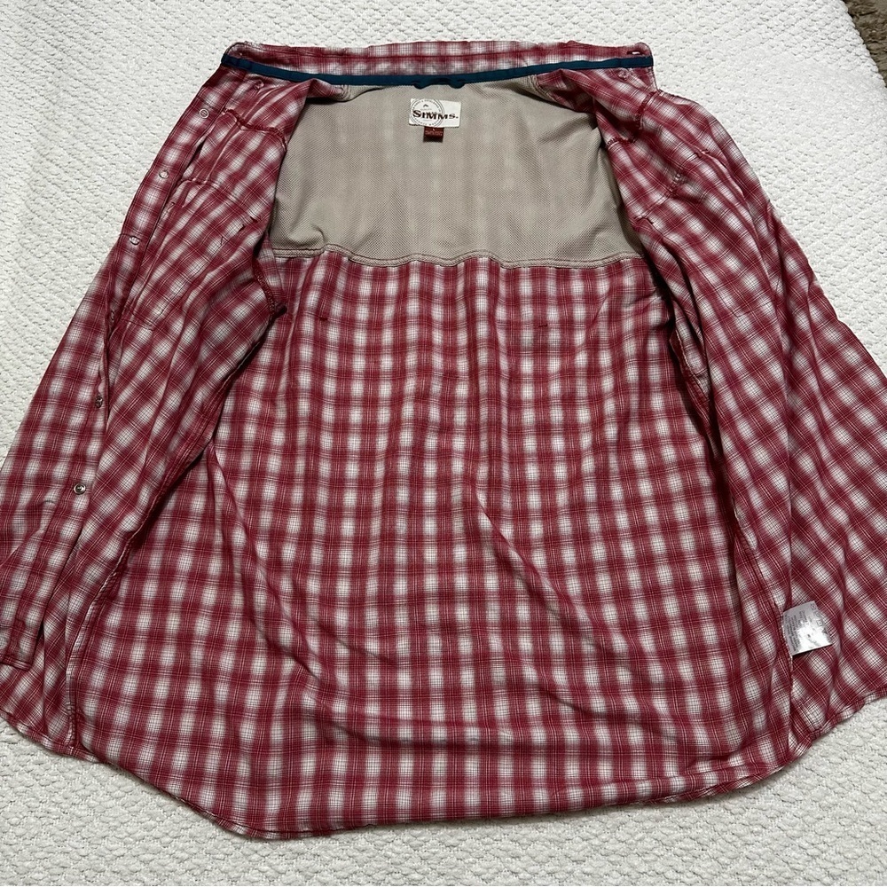 Simms Pearl Snap Shirt Plaid Vented Fishing Shirt Men’s Size Large - Picture 9 of 10